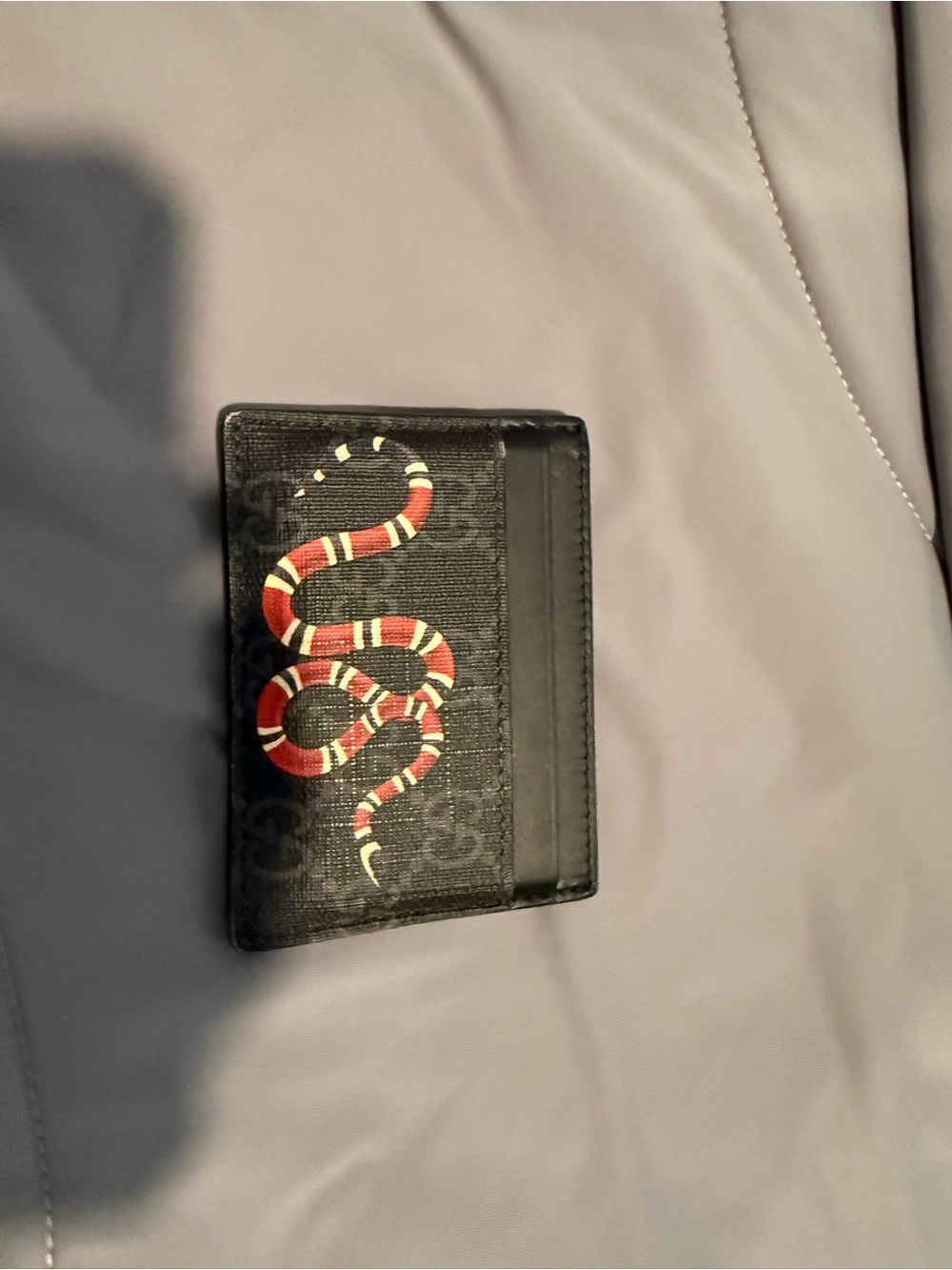 Gucci Black Card & Cardholder with Red and White Snake Motif